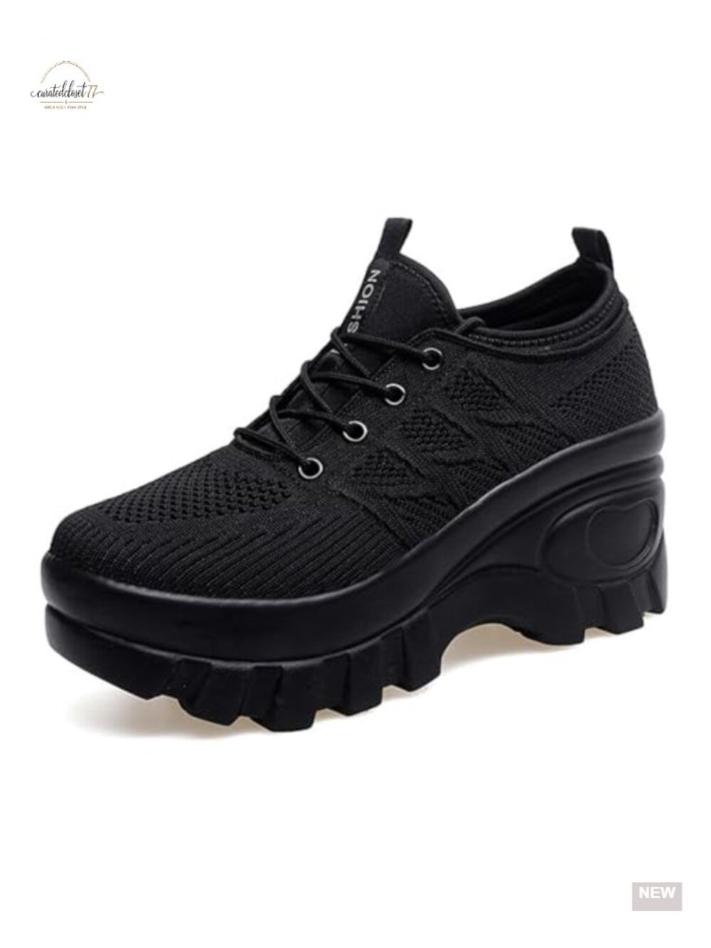 Chunky Platform Orthopedic Walking Shoes Knitted Lace Up Lug Sole Arch Support